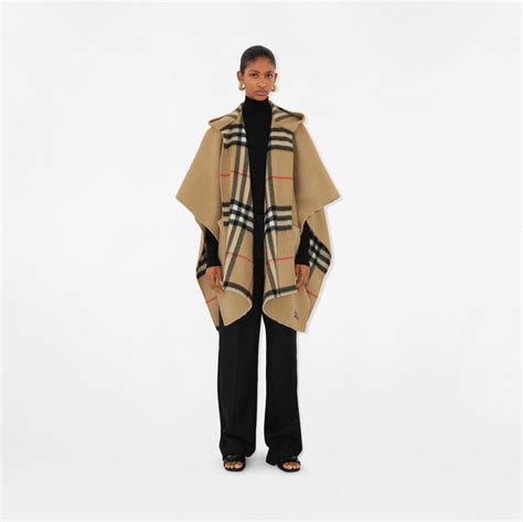 burberry down-fill cape with hood|EKD Cashmere Hooded Cape in Archive beige.